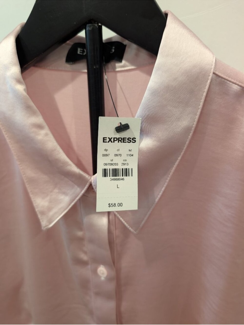 Express Women's Satin Button-Down Shirt in Soft Blush - Picture 5 of 14
